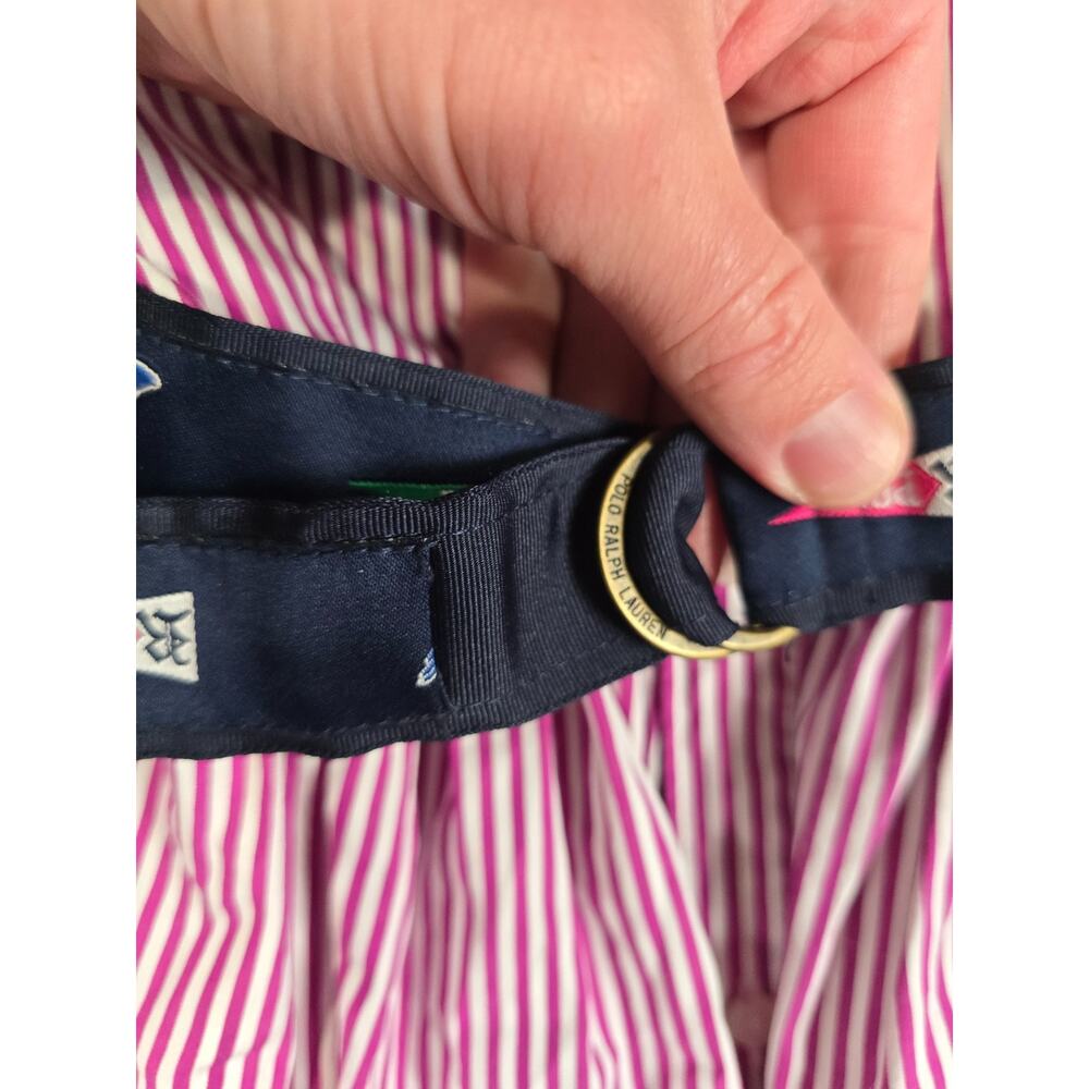 Polo Ralph Lauren Girls Size 12 Pink Striped Button-Down Belted Shirt Dress - Picture 7 of 7